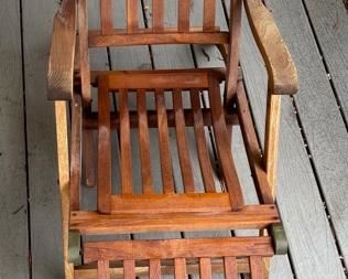 #2 Antique Teak Deck Chair Folding Steamer Lounge	35x21.5x55in	HxWxD
