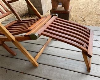 #2 Antique Teak Deck Chair Folding Steamer Lounge	35x21.5x55in	HxWxD
