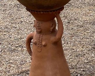 Terracotta Figural bird bath	29in H x 19in diameter	
