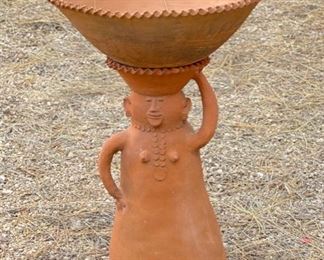 Terracotta Figural bird bath	29in H x 19in diameter	
