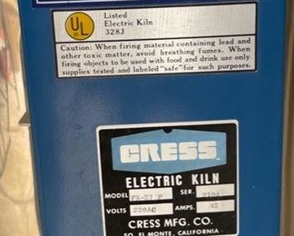 Cress FX-27 P Electric Kiln	41x31x33in	HxWxD
