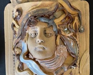 Artist Made Face Ceramic Face Wall Hanging	12.5x12x4in	HxWxD
