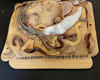 Artist Made Face Ceramic Face Wall Hanging	12.5x12x4in	HxWxD
