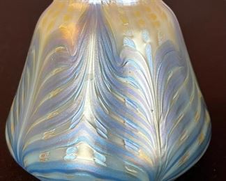 Antique 9pc Loetz Phaenomen PG 2/187 Glass Lamp Shades Iridescent Pulled Feather  Favrile		
