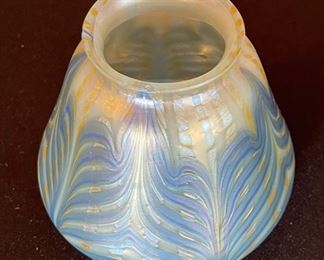 Antique 9pc Loetz Phaenomen PG 2/187 Glass Lamp Shades Iridescent Pulled Feather  Favrile		
