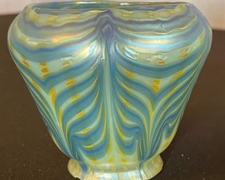 Antique 9pc Loetz Phaenomen PG 2/187 Glass Lamp Shades Iridescent Pulled Feather  Favrile		
