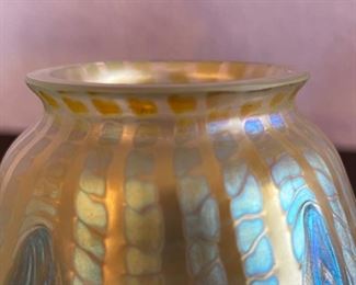 Antique 9pc Loetz Phaenomen PG 2/187 Glass Lamp Shades Iridescent Pulled Feather  Favrile		
