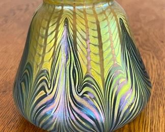 Antique 9pc Loetz Phaenomen PG 2/187 Glass Lamp Shades Iridescent Pulled Feather  Favrile		
