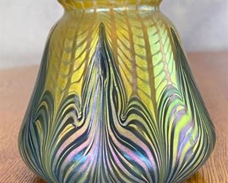Antique 9pc Loetz Phaenomen PG 2/187 Glass Lamp Shades Iridescent Pulled Feather  Favrile		
