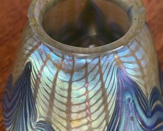 Antique 9pc Loetz Phaenomen PG 2/187 Glass Lamp Shades Iridescent Pulled Feather  Favrile		
