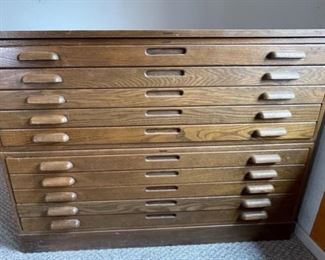 Antique Hamilton Oak  Architect/Artist Cabinet 10-Drawer Blueprint/Map Flat File Cab	33x46x36in	HxWxD
