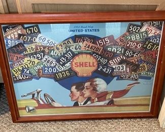 1932 Road Map Shell  Framed Poster	20x26.5in	HxWxD
