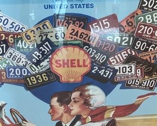 1932 Road Map Shell  Framed Poster	20x26.5in	HxWxD
