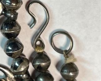 Antique Navajo Squash Blossom Silver & Coral Native American Pawn Necklace	25in	
