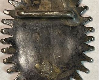 Zuni Silver & Turquoise Petit Point Pendant Belt Buckle Native American  Pawn Jewelry	2.75 x 2.25in	
