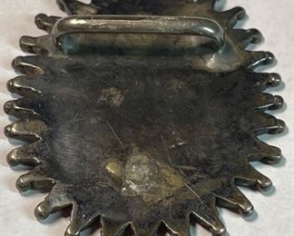 Zuni Silver & Turquoise Petit Point Pendant Belt Buckle Native American  Pawn Jewelry	2.75 x 2.25in	
