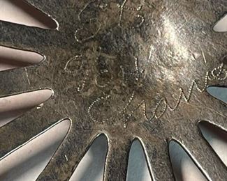 Navajo Sand Cast Silver & Turquoise Rosette Concho Belt Buckle Pendant Native American	2.5x2.5in	
