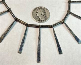 Vintage Mexico Sterling Silver Necklace Modernist	18.5in Long	
