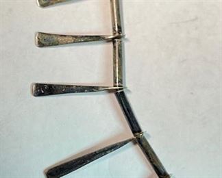 Vintage Mexico Sterling Silver Necklace Modernist	18.5in Long	
