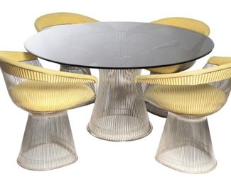 Knoll Warren Platner Table & 4 Chairs Authentic	Chairs: 29.25x28.25x20.5in D.  Table: 53.25in Diameter x 28in H	HxWxD