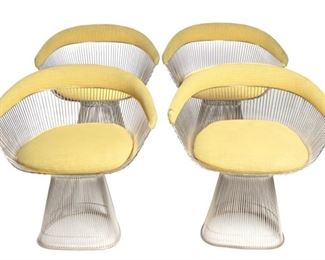 Knoll Warren Platner Table & 4 Chairs Authentic	Chairs: 29.25x28.25x20.5in D.  Table: 53.25in Diameter x 28in H	HxWxD