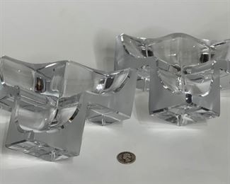 2pc Daum France Crystal Geometric Triple Cube Sculpture PAIR	3.5x7.5x7.75in	HxWxD
