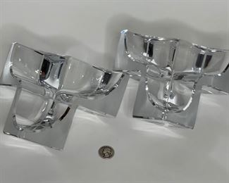 2pc Daum France Crystal Geometric Triple Cube Sculpture PAIR	3.5x7.5x7.75in	HxWxD
