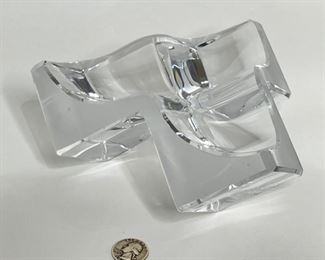 2pc Daum France Crystal Geometric Triple Cube Sculpture PAIR	3.5x7.5x7.75in	HxWxD
