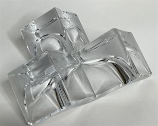 2pc Daum France Crystal Geometric Triple Cube Sculpture PAIR	3.5x7.5x7.75in	HxWxD
