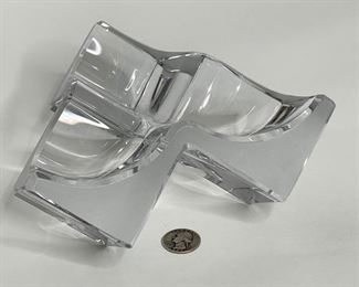 2pc Daum France Crystal Geometric Triple Cube Sculpture PAIR	3.5x7.5x7.75in	HxWxD
