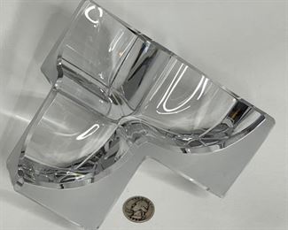 2pc Daum France Crystal Geometric Triple Cube Sculpture PAIR	3.5x7.5x7.75in	HxWxD
