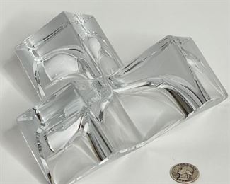 2pc Daum France Crystal Geometric Triple Cube Sculpture PAIR	3.5x7.5x7.75in	HxWxD
