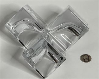 2pc Daum France Crystal Geometric Triple Cube Sculpture PAIR	3.5x7.5x7.75in	HxWxD
