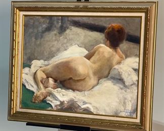 Original Art Julian Robles Art Nude Oil Painting	Frame: 23x29in.  Art:17.5x23in	
