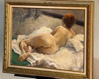 Original Art Julian Robles Art Nude Oil Painting	Frame: 23x29in.  Art:17.5x23in	
