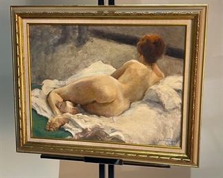 Original Art Julian Robles Art Nude Oil Painting	Frame: 23x29in.  Art:17.5x23in	
