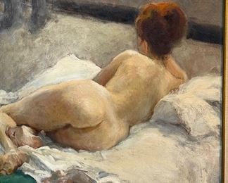 Original Art Julian Robles Art Nude Oil Painting	Frame: 23x29in.  Art:17.5x23in	
