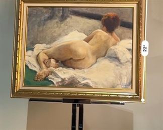 Original Art Julian Robles Art Nude Oil Painting	Frame: 23x29in.  Art:17.5x23in	
