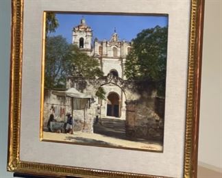 Original Art James Asher Candle seller at Santiago Apestol Painting	Frame: 24x24.5in. Art: 15.5x16in	
