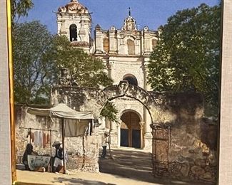 Original Art James Asher Candle seller at Santiago Apestol Painting	Frame: 24x24.5in. Art: 15.5x16in	
