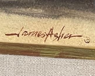 Original Art James Asher Candle seller at Santiago Apestol Painting	Frame: 24x24.5in. Art: 15.5x16in	
