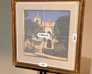 Original Art James Asher Candle seller at Santiago Apestol Painting	Frame: 24x24.5in. Art: 15.5x16in	
