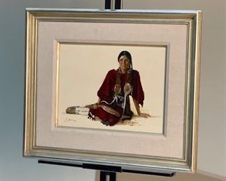 Original Art Gerald Farm Cinnamon Native American Woman Painting	Frame: 21.5x25.5in. Art: 12x16in	
