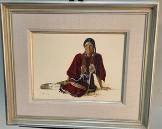 Original Art Gerald Farm Cinnamon Native American Woman Painting	Frame: 21.5x25.5in. Art: 12x16in	
