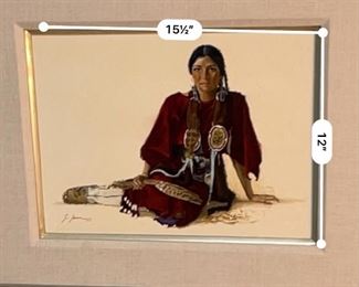 Original Art Gerald Farm Cinnamon Native American Woman Painting	Frame: 21.5x25.5in. Art: 12x16in	
