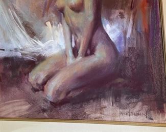 Original Art Harley Brown Soon a Kiss Pastel Painting Nude	Frame: 32.5x29.5 Art: 20x17in	
