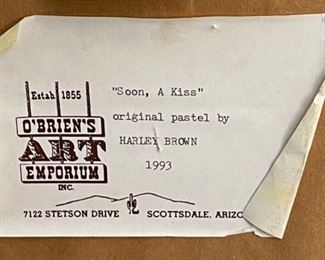 Original Art Harley Brown Soon a Kiss Pastel Painting Nude	Frame: 32.5x29.5 Art: 20x17in	
