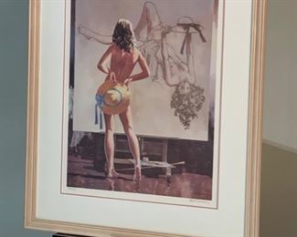 Signed Litho Robert Sarsony  Model with a Bonnet Lithograph Print	Frame: 25x29in Art: 24x18in	
