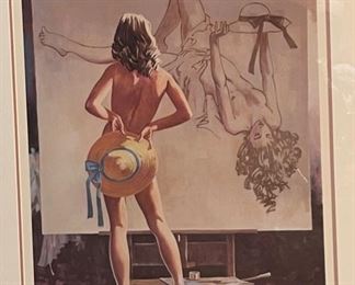 Signed Litho Robert Sarsony  Model with a Bonnet Lithograph Print	Frame: 25x29in Art: 24x18in	
