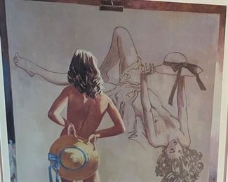 Signed Litho Robert Sarsony  Model with a Bonnet Lithograph Print	Frame: 25x29in Art: 24x18in	
